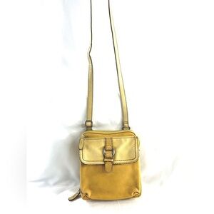 Fossil Yellow Leather Small Crossbody Bag Front Flap Pocket zb2840